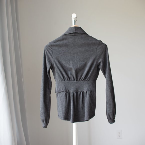 Bija Grey cotton tie sweater/jacket SZ small - Picture 6 of 11
